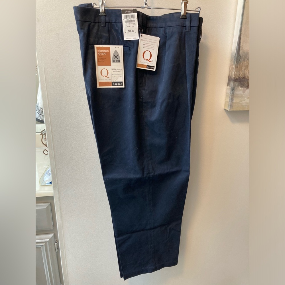 No Iron Khaki Pants Navy Blue